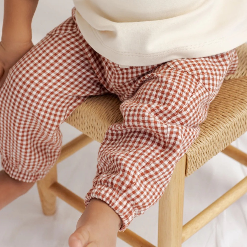 Quincy Mae Rust Gingham Kids Casual Pants